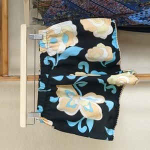 Chasing Unicorns Horse With No Name Black Floral Silk Shorts M